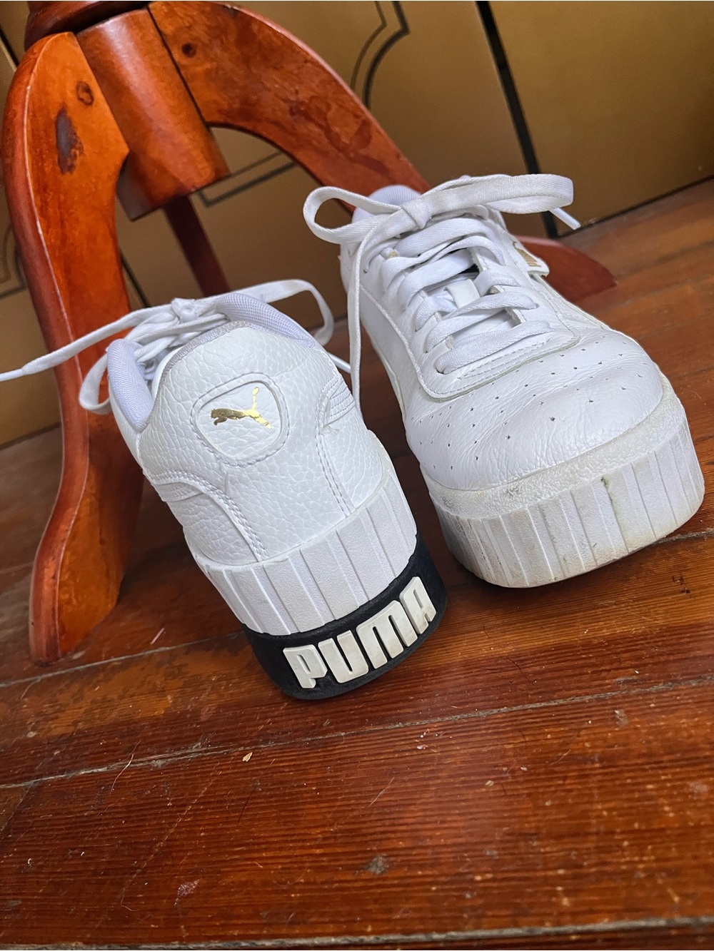 Puma Cali Wedge White Platform Creeper Sneakers